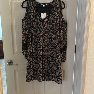 Black floral mini dress